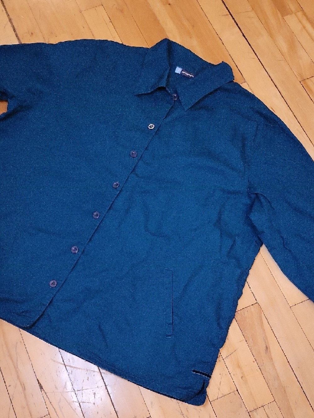 Penningtons Teal Button-Up Shirt with embroidery.